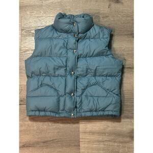 Vintage The North Face Brown Label Sz S Puffer Vest Goose Down Blue EUC